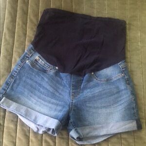 Levi Denim Maternity Shorts with Navy Waistband, Sz 4/6